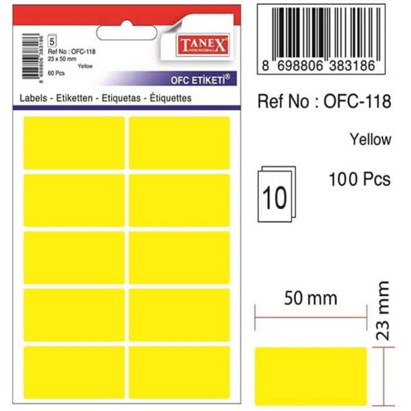 Étiquettes multifonctions Jaune Tanex OFC-120 - Lot de 100