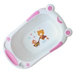 Ensemble baignoire avec accessoire de bain pour bébé - Rose/Blanc – Image 2