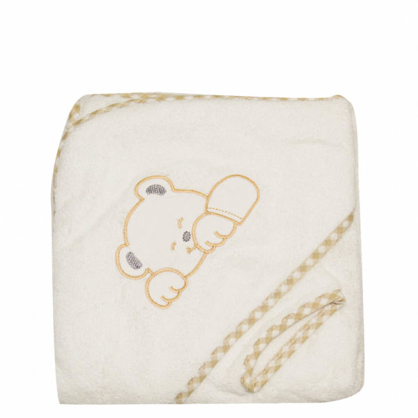 Sortie de bain à capuche dès la naissance - Blanc/Beige