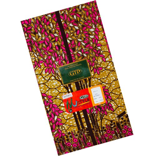 Pagne Africain Cacao Rose - 6 Yards - Fushia/Moutarde