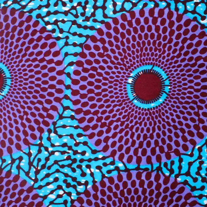 Pagne WAX Disque - 100% coton 6 yards - Bleu/Violet 5 – Image 2