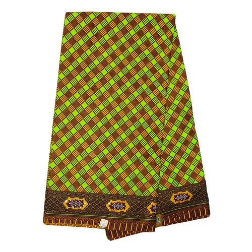 Pagne Africain Carreaux De Sucre - 6 Yards - Vert/Marron
