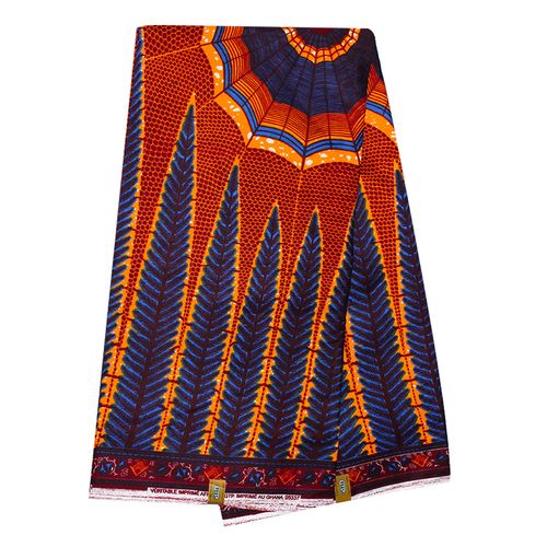 Pagne Africain Araignée - 100% coton 6 Yards - Orange/Bleu