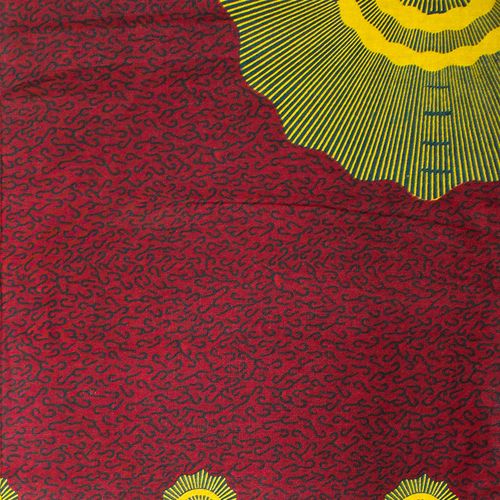 Pagne WAX Suzanne - 100% coton 6 yards - Bordeaux/Jaune – Image 2