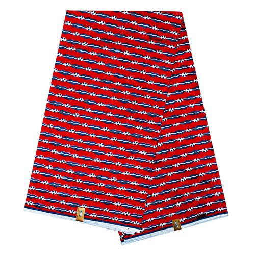 Pagne Africain Mari Capable - 100% coton 6 Yards - Rouge/Bleu