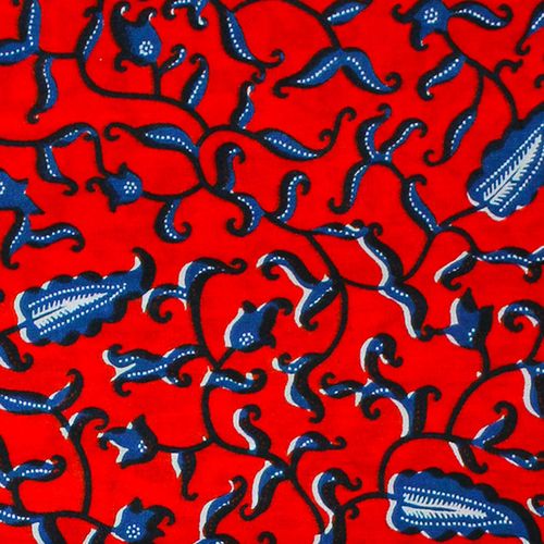Pagne Africain Feuilles De Piment - 6 Yards - Rouge/Bleu – Image 2