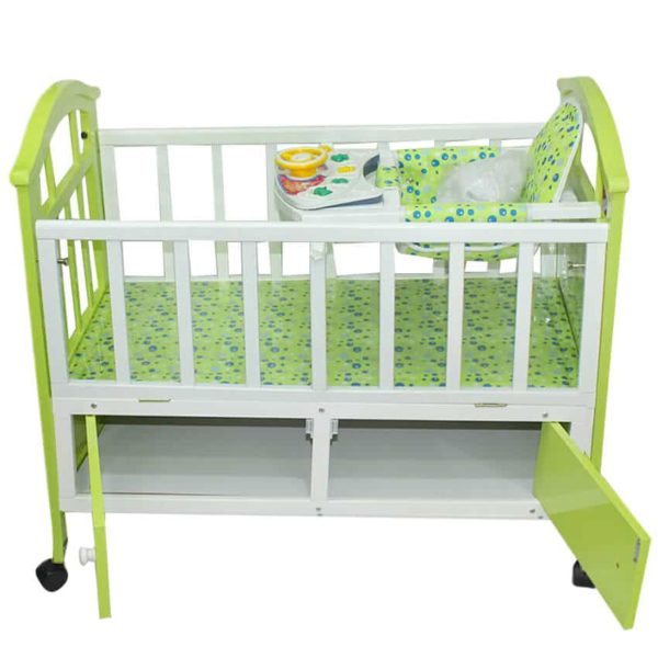 Berceau en bois + table à manger avec moustiquaire pour bébé - Vert