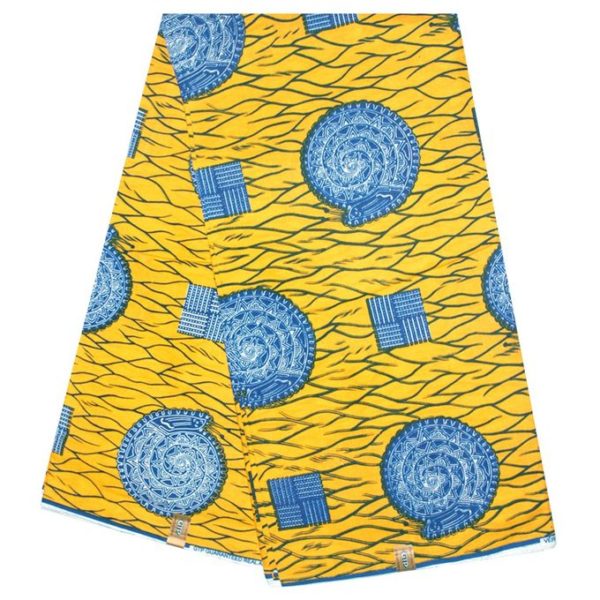 Complet Pagne Africain GTP WAX GHANA Dominique - 6 Yards - Jaune