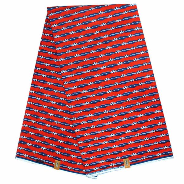 Complet Pagne Africain Mari Capable - 6 Yards - Rouge/Bleu