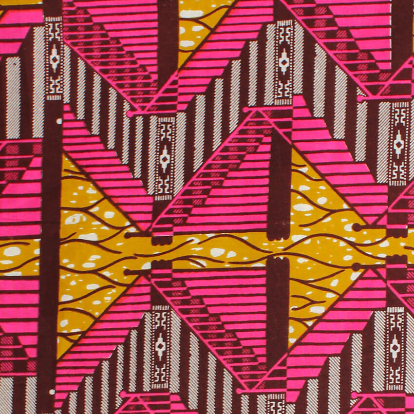 Complet Pagne Africain GTP WAX GHANA - Escalier- 6 Yards Rose/Maron – Image 2