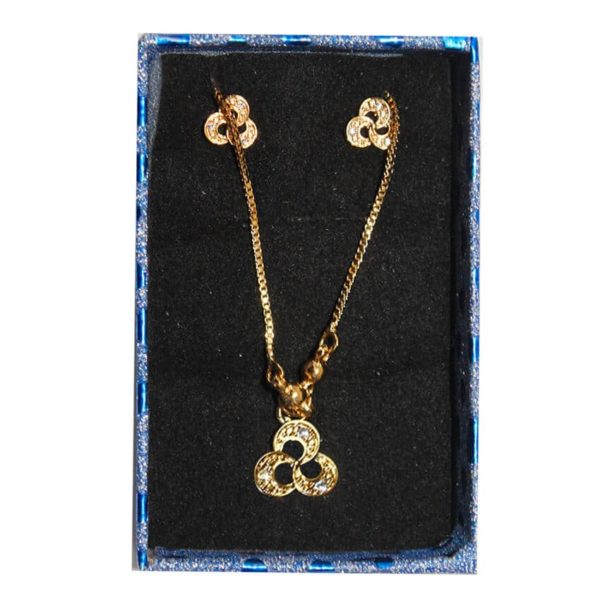 Ensemble collier + boucle d’oreille en inox - Doré