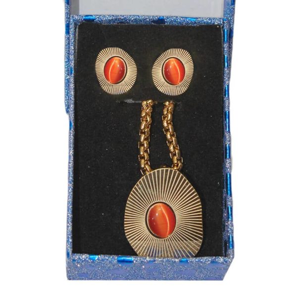 Ensemble collier + boucle d’oreille en inox - Doré