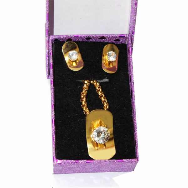 Ensemble collier + boucle d’oreille en inox - Doré