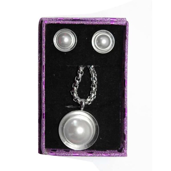 Ensemble collier + boucle d’oreille en inox - Argenté