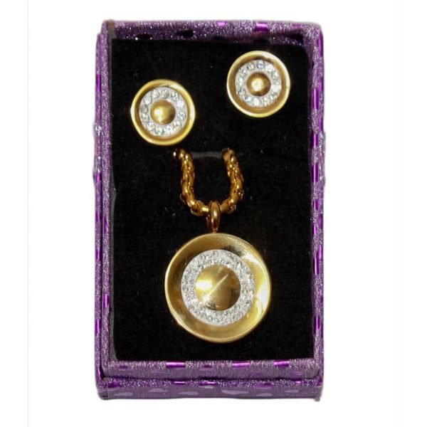 Ensemble collier + boucle d’oreille en inox - Doré