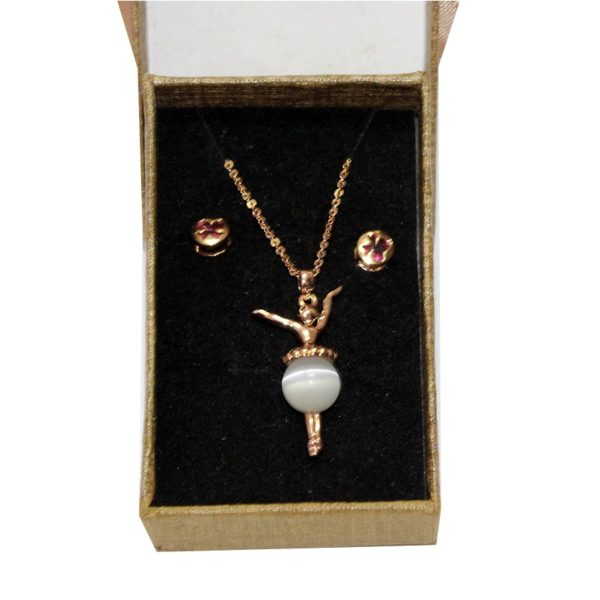 Ensemble collier + boucle d’oreille en inox - Doré