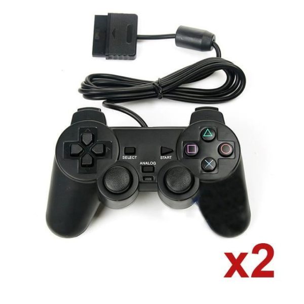 Lot de 2 Manettes PS2 pour Sony - Noir