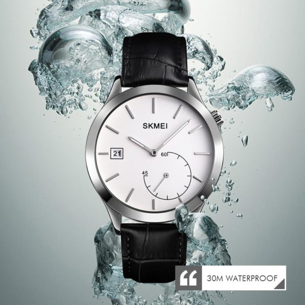 Montre homme à quartz bracelet en cuir - Skmei - Noir