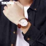 Montre homme à quartz bracelet en cuir - Skmei - Marron – Image 2