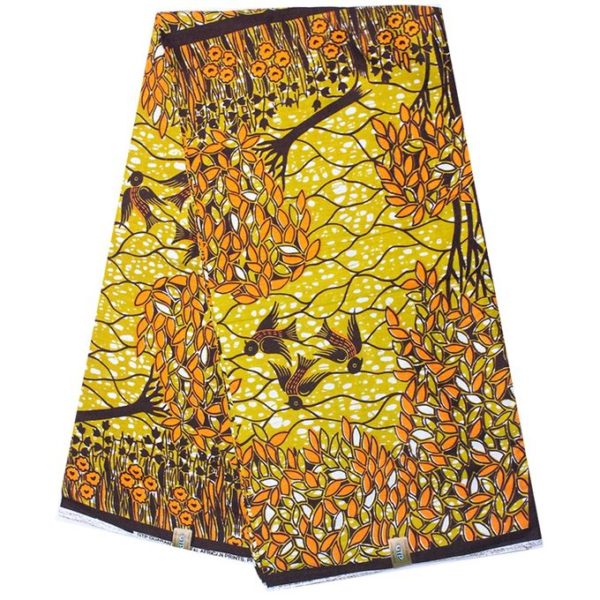 Complet Pagne Africain GTP WAX GHANA Cacao - 6 Yards - Orange/Jaune