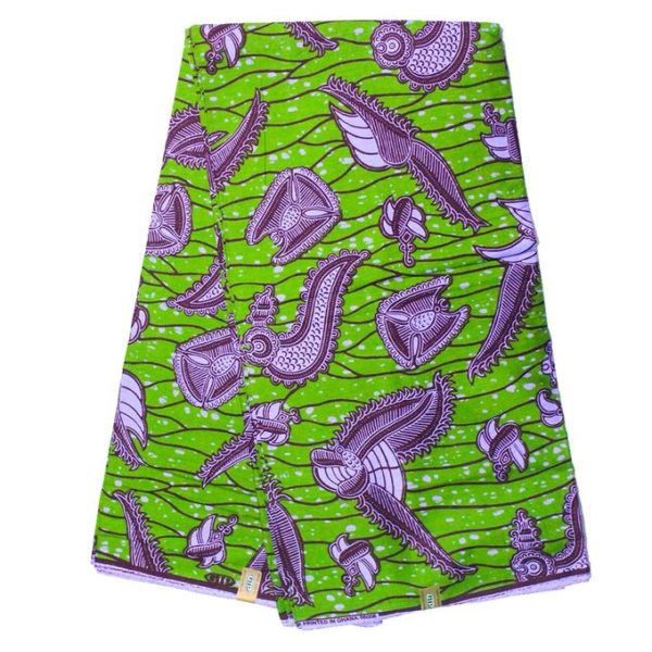 Complet Pagne Africain GTP WAX GHANA Cinq Heures - 6 Yards - Vert