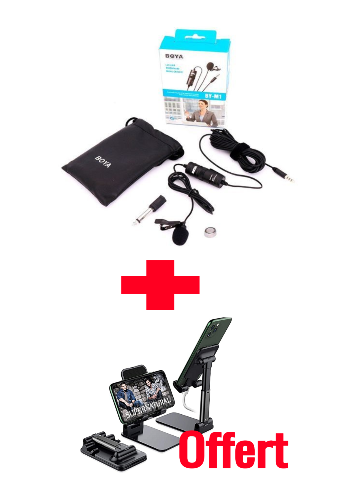 Boya microphone + support téléphone offert