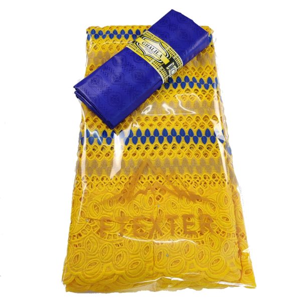 Dentelle plus Basin riche - Jaune/Bleu