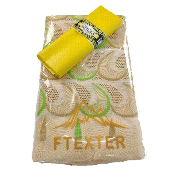 Dentelle plus Basin riche - Marron/Jaune