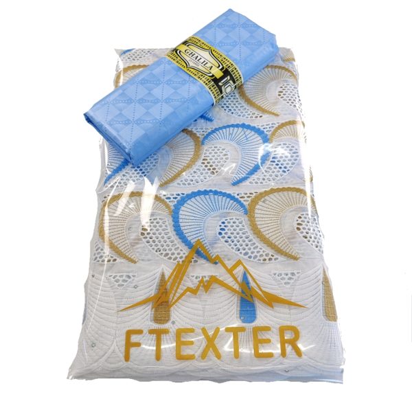 Dentelle plus Basin riche - Blanc/Bleu