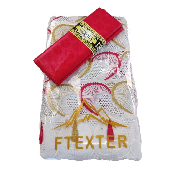 Dentelle plus Basin riche - Blanc/Rose