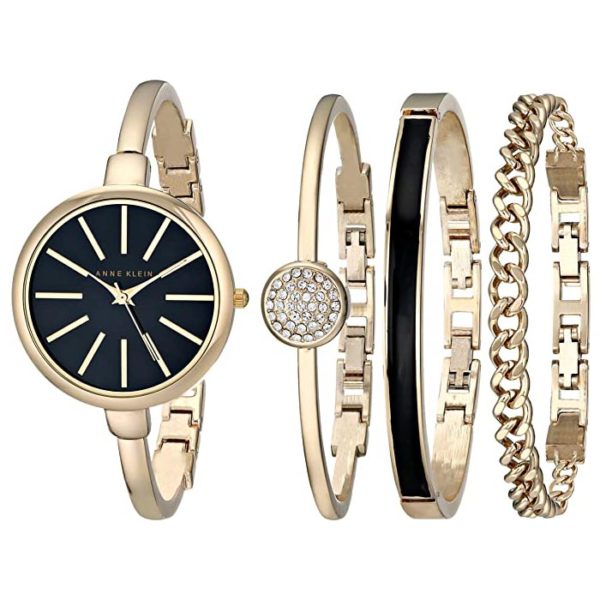 Ensemble montre bracelet et bracelet Anne Klein pour femmes - Or/Noir