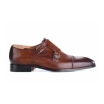 Chaussures homme double boucle Chocolat Patiné avec patin - CHEDDINGTON - Bexley