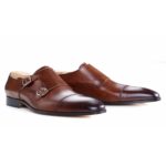 Chaussures homme double boucle Chocolat Patiné avec patin - CHEDDINGTON - Bexley – Image 2