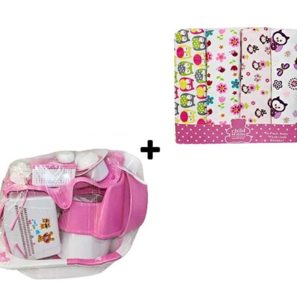 Kit Ensemble Baignoire + Lot de 4 Draps - Rose