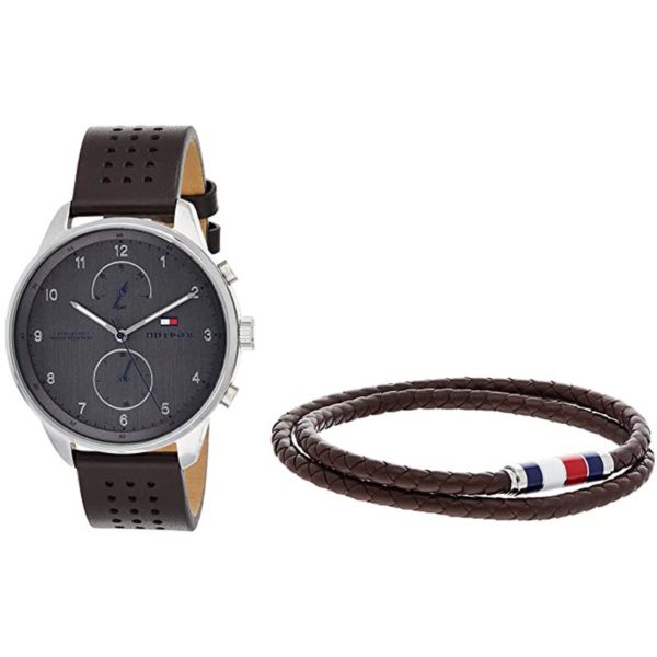 Tommy Hilfiger Chase Montre à quartz pour homme avec affichage analogique et bracelet en cuir