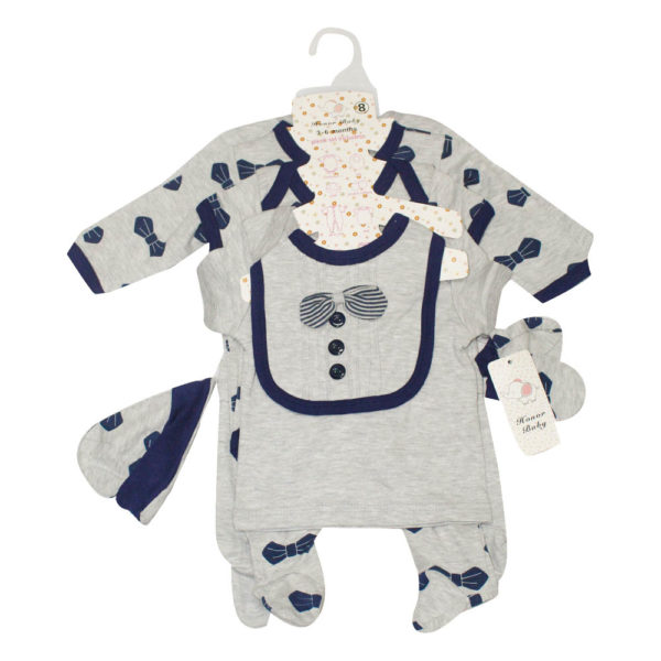 Kit de naissance 8 pièces de bébé de 3 à 9 mois - Gris/Bleu