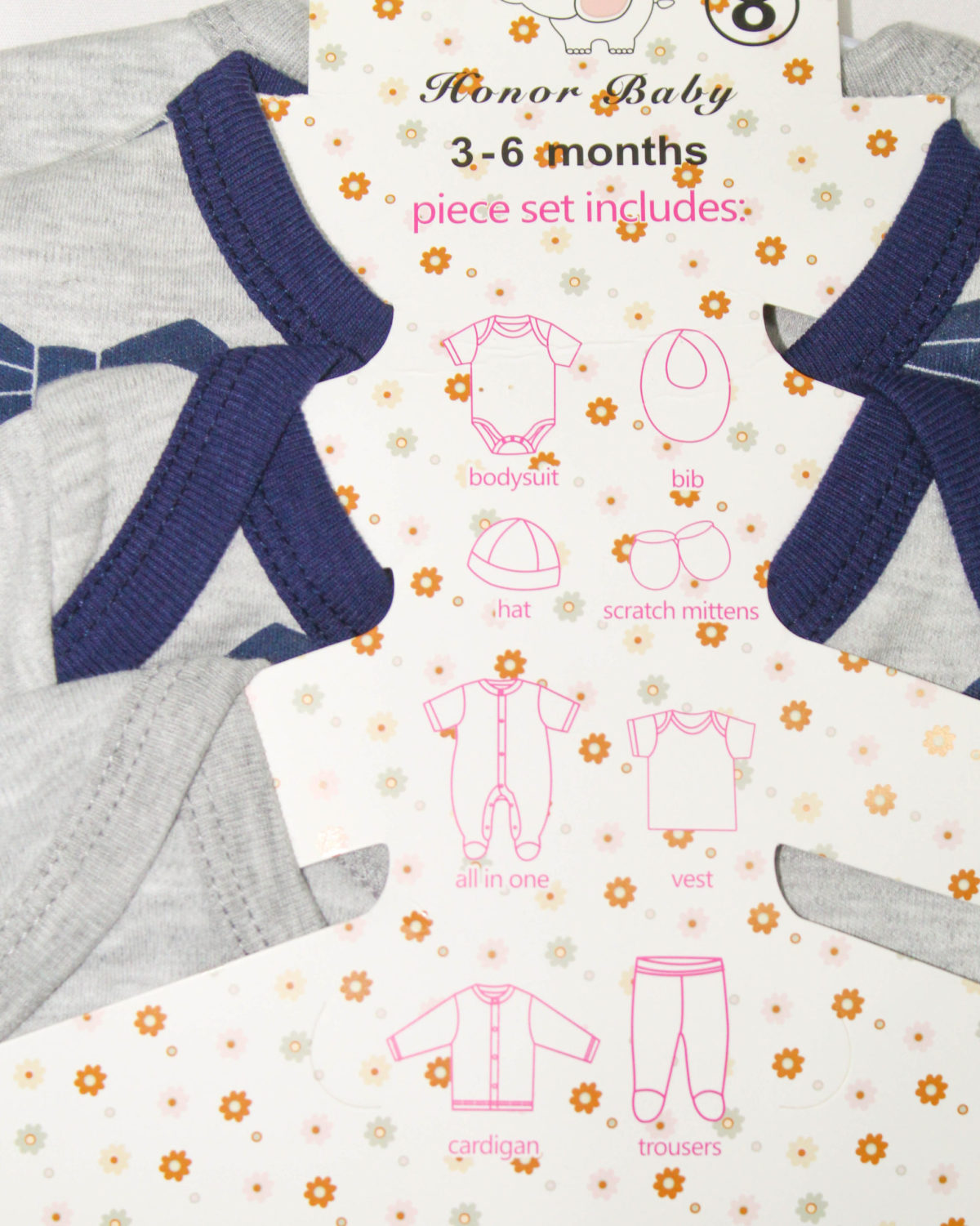 Kit de naissance 8 pièces de bébé de 3 à 9 mois - Gris/Bleu – Image 3