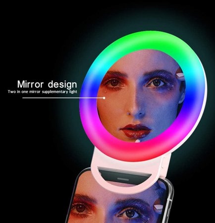 RGB Selfie LED Mobile Ring Light Miroir Rechargeable