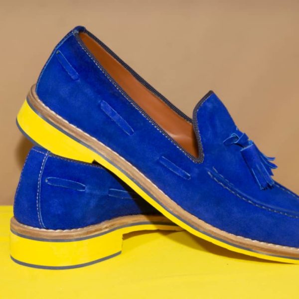 Mocassin homme en daim - Bleu