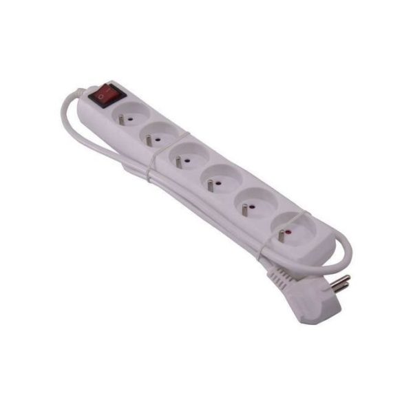Multiprise 6 prises avec interrupteur - blanc