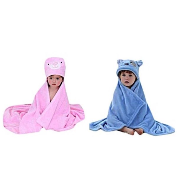 Serviette Drap Capuche - Rose/Bleu