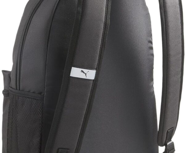 Black backpack with padded shoulder straps, a top handle, and a small white Puma logo on the strap.