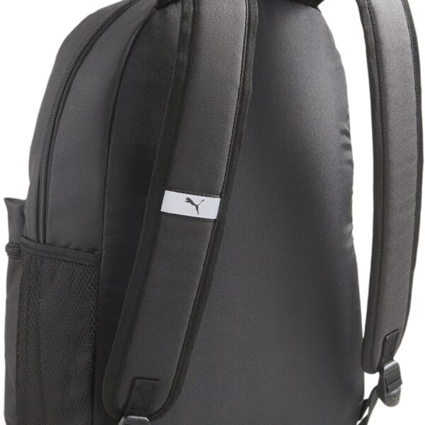Black backpack with padded shoulder straps, a top handle, and a small white Puma logo on the strap.