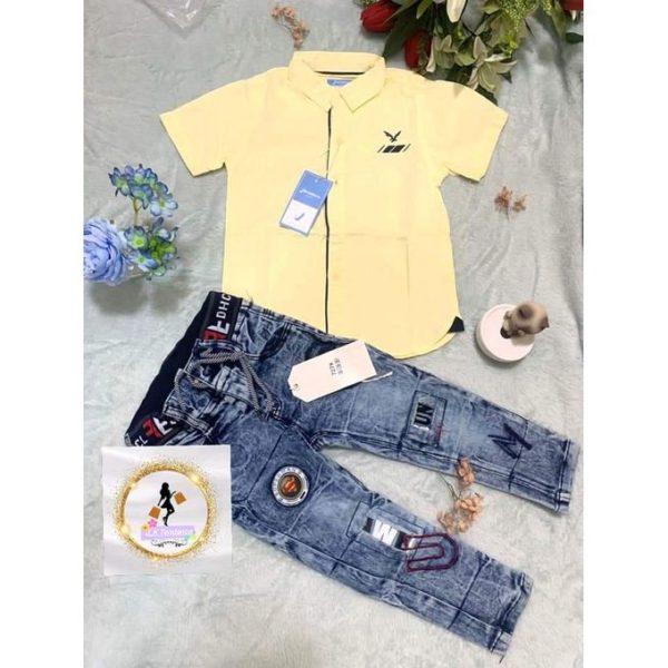 Ensemble Jeans Et Chemise Garçon - Jaune