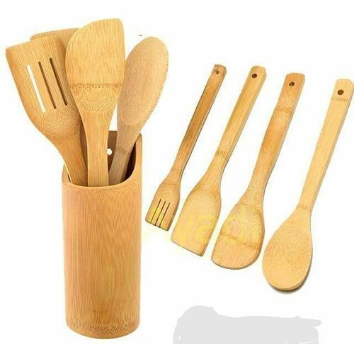 Lot De Spatules En Bois + Support - Kaki