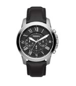 Fossil Montre Grant pour Homme, Mouvement chronographe à Quartz avec Bracelet en Cuir et Acier Inoxydable