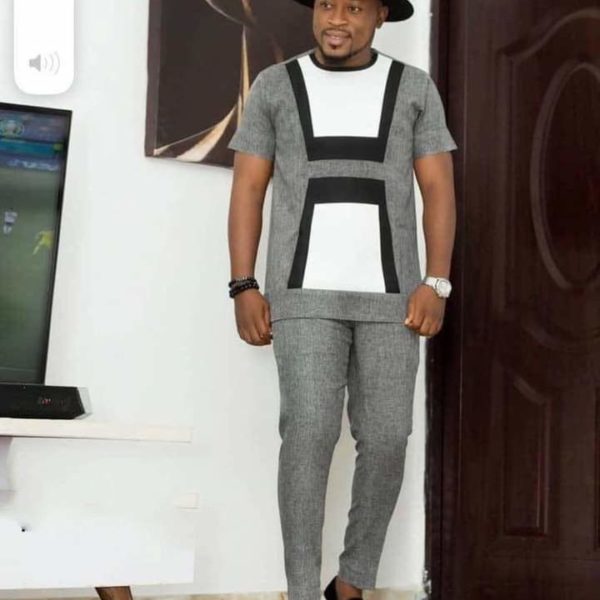 Tunique pour homme en coton glacé - Gris