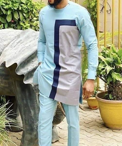 Tunique Pour Homme En Coton Glacé -