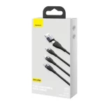 Cable de charge Baseus flash series deux pour trois gris plus noir CA2T3-G1 – Image 2