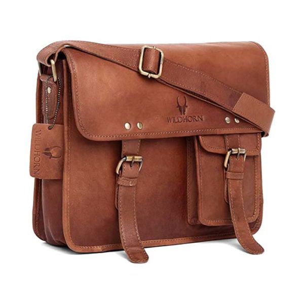 Sac de bureau en cuir pour ordinateur portable 13,5" pour hommes WildHorn®